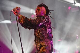 1737062236 Yeti Bones of Ho99o9 performs on the Truth stage during day 2 of Glastonbury Festival 2023 at Worthy