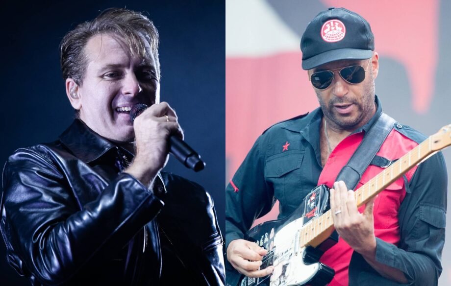 Alex Kapranos of Franz Ferdinand and Tom Morello of Rage Against The Machine. CREDIT Kieran Frost R