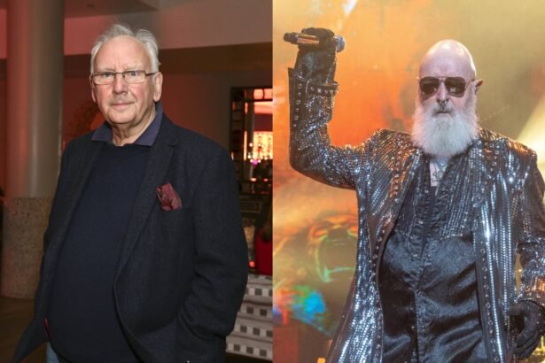 Pete Waterman and Judas Priests Rob Halford. Credit David M. Benett and Gary Miller via GETTY