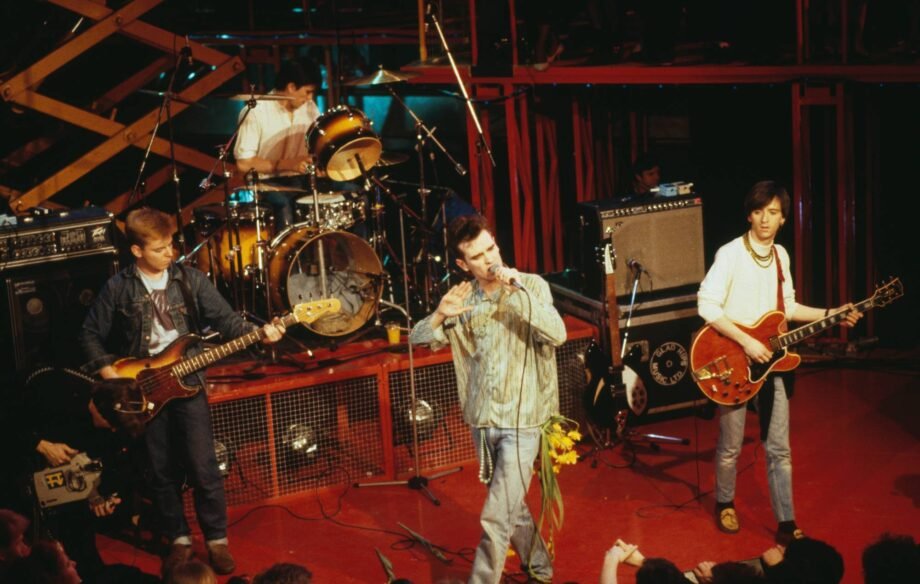 The Smiths L R Andy Rourke Mike Joyce Morrissey and Johnny Marr perform live on stage 1984. CREDIT