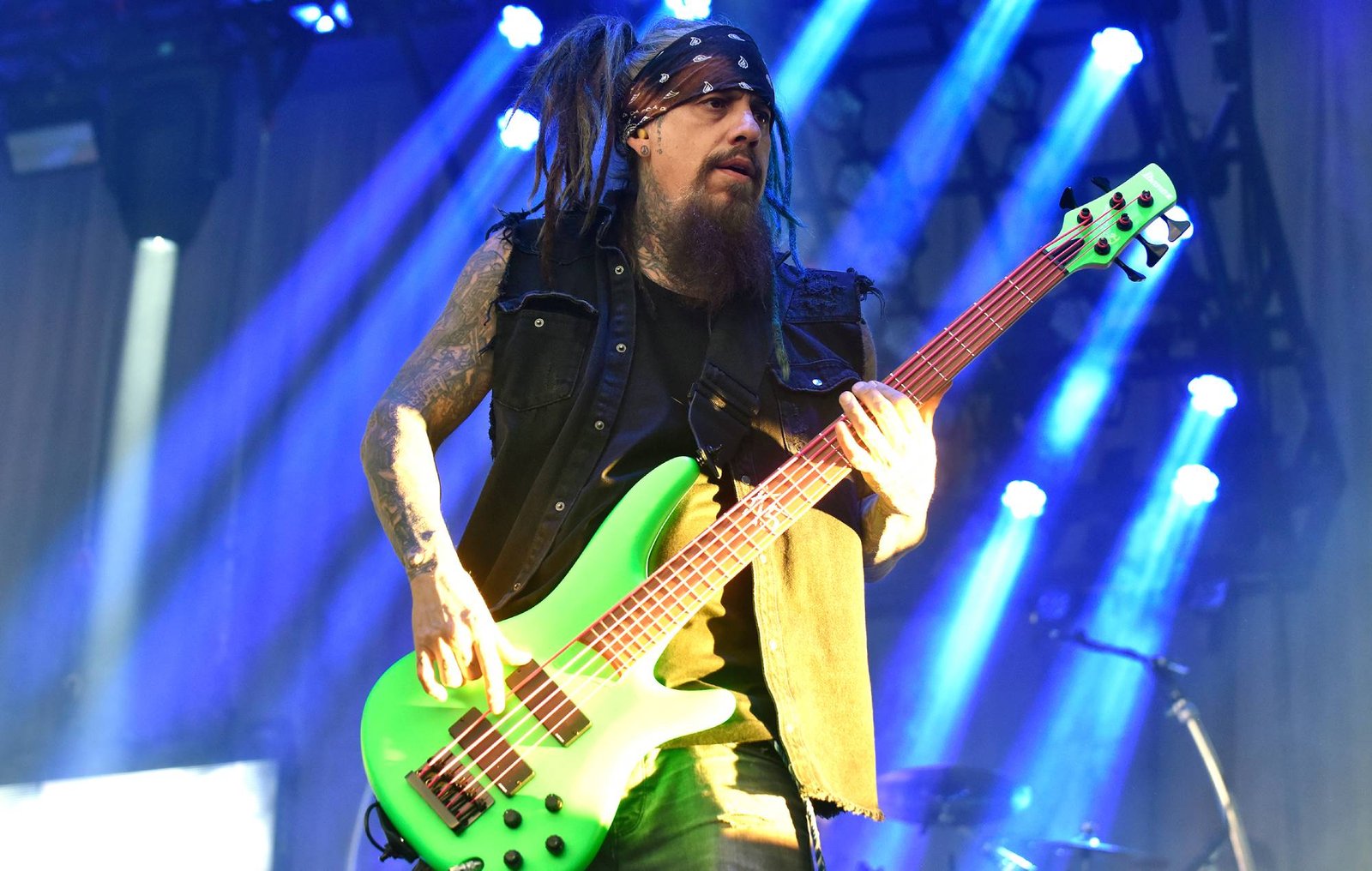 Fieldy performs with Korn in 2019. CREDIT Tim Mosenfelder Getty Images