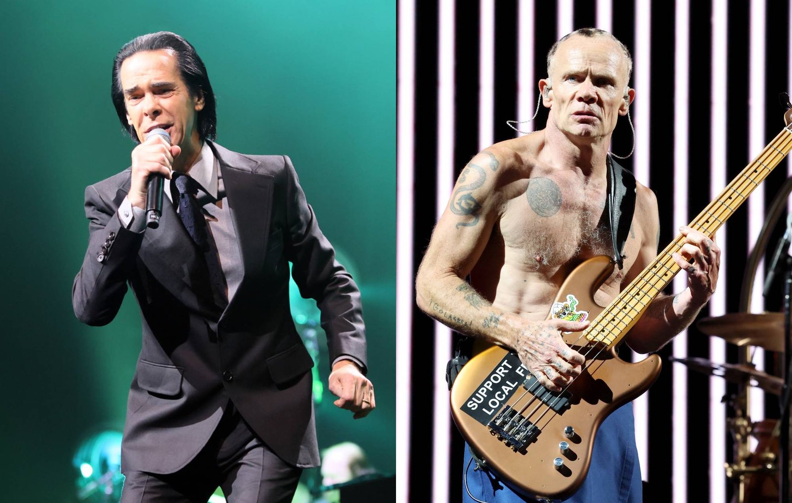 Nick Cave and Red Hot Chili Peppers Flea. Credit Chiaki Nozu and Gary Miller via GETTY